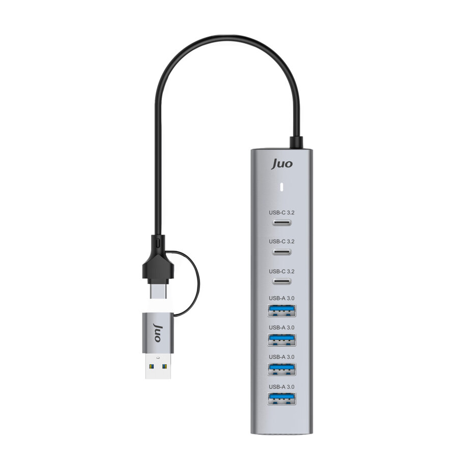 Juo Type-C ve USB-A 7 Portlu 4*USB-A 3*Type-C 5Gbps USB 3.2 Çoklayıcı Hub Dönüştürücü - 7