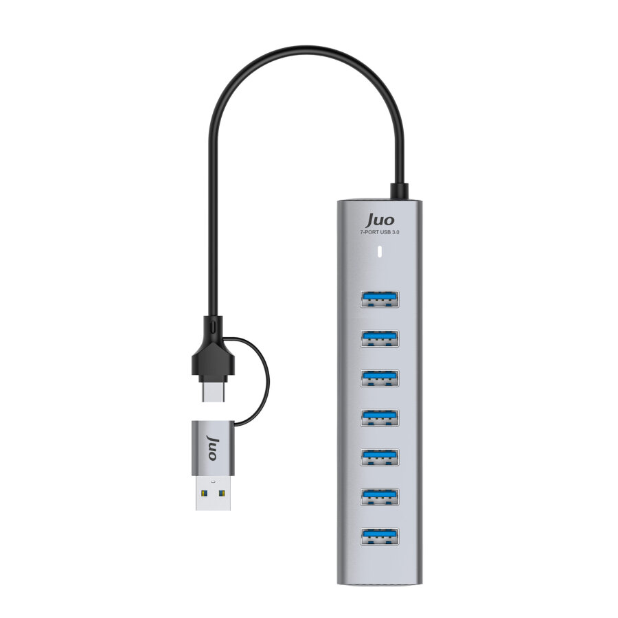 Juo Type-C ve USB-A 7 Portlu 7*USB 3.0 5Gbps USB Hub Çoklayıcı Dönüştürücü - 7