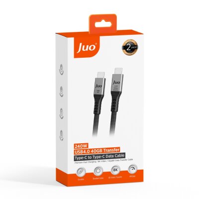 Juo USB 4.0 240W 40Gbps Thunderbolt 4 8K 60Hz USB-C Görüntü Aktarım ve Type-C Hızlı Şarj ve Data Kablosu 1 Metre - 6