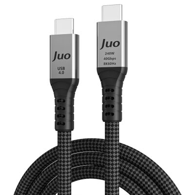 Juo USB 4.0 240W 40Gbps Thunderbolt 4 8K 60Hz USB-C Görüntü Aktarım ve Type-C Hızlı Şarj ve Data Kablosu 1 Metre