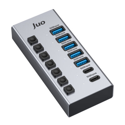 Juo USB-A 7 Portlu Anahtarlı 5*USB-A 2*Type-C 5Gbps USB 3.1 Çoklayıcı Dönüştürücü Hub