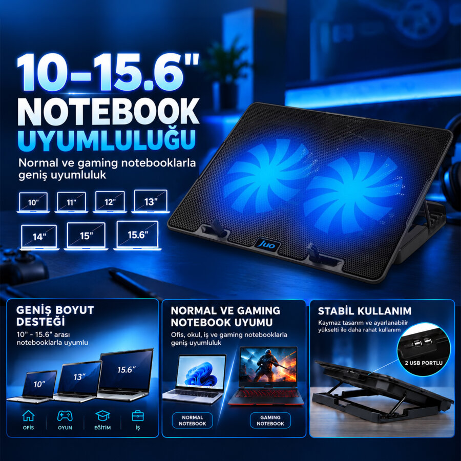 Juo Windy LED Aydınlatmalı Notebook Soğutucu - 7