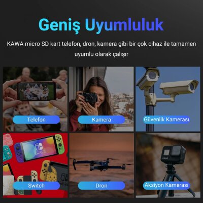 Kawa 64GB Micro SD Hafıza Kartı High Endurance Class 10 Yüksek Hızlı Araç Kameralarıya Uyumlu - 5