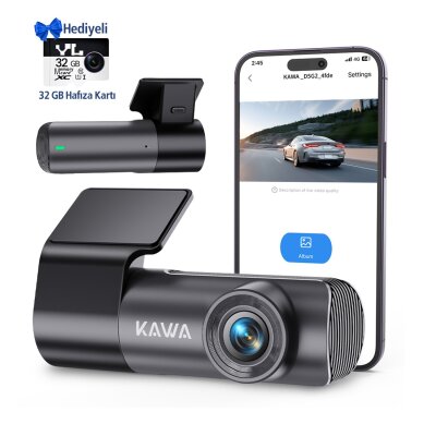 Kawa D5 Gen2 2K 1296P WiFi 145° Geniş Açı Lens Gece Görüşlü 32GB Hafıza Kartlı Akıllı Araç Kamerası - 3