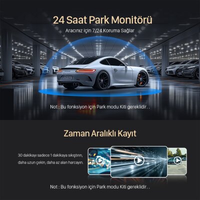 Kawa D5 Gen2 2K 1296P WiFi 145° Geniş Açı Lens Gece Görüşlü 32GB Hafıza Kartlı Akıllı Araç Kamerası - 5