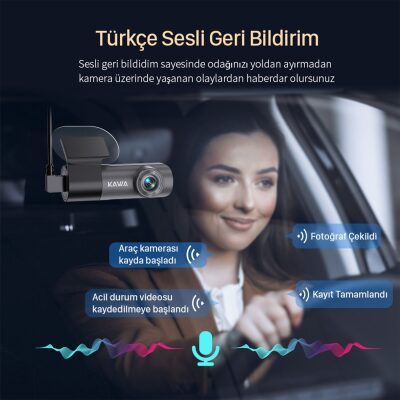 Kawa D5 Gen2 2K 1296P WiFi 145° Geniş Açı Lens Gece Görüşlü 32GB Hafıza Kartlı Akıllı Araç Kamerası - 4