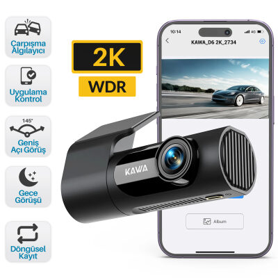 Kawa D6 2K 1440P WiFi Araç Kamerası 145° Geniş Açı WDR Ön Kamera