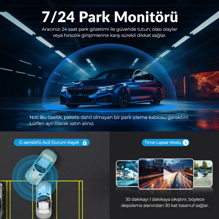 Kawa D6 2K 1440P WiFi Araç Kamerası 145° Geniş Açı WDR Ön Kamera - 4