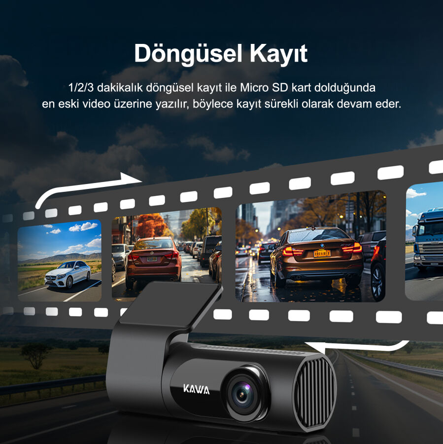 Kawa D6 2K 1440P WiFi Araç Kamerası 145° Geniş Açı WDR Ön Kamera - 6