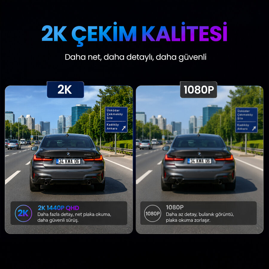 Kawa D6 2K 1440P WiFi Araç Kamerası 145° Geniş Açı WDR Ön Kamera - 5