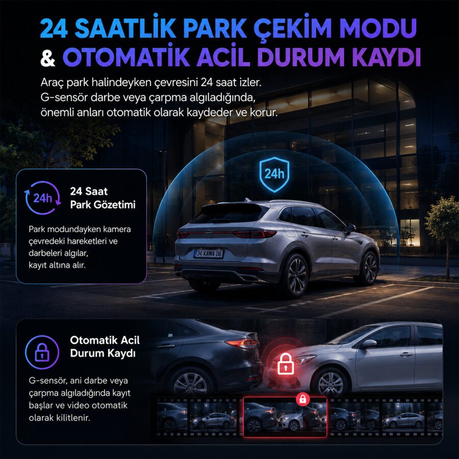 Kawa D6 2K 1440P WiFi Araç Kamerası 145° Geniş Açı WDR Ön Kamera - 7