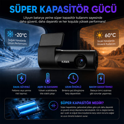 Kawa D6 2K 1440P WiFi Araç Kamerası 145° Geniş Açı WDR Ön Kamera - 9