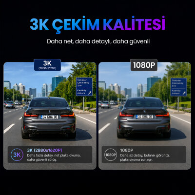 Kawa D6 3K 1620P 145° Geniş Açı Lens DSI-2 Gece Görüşlü G-Sensörlü WDR WiFi Araç Kamerası - 6