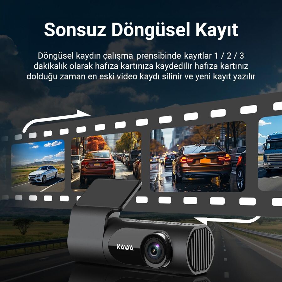 Kawa D6 3K 1620P 145° Geniş Açı Lens DSI-2 Gece Görüşlü G-Sensörlü WDR WiFi Araç Kamerası - 5