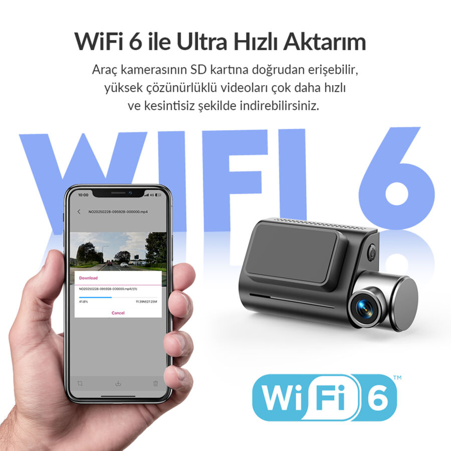 Kawa D7 2 Kameralı Ön ve Arka 4K+1080P HDR Wi-Fi 6 ve GPS'li Araç Kamerası + 64GB Hafıza Kartı - 9