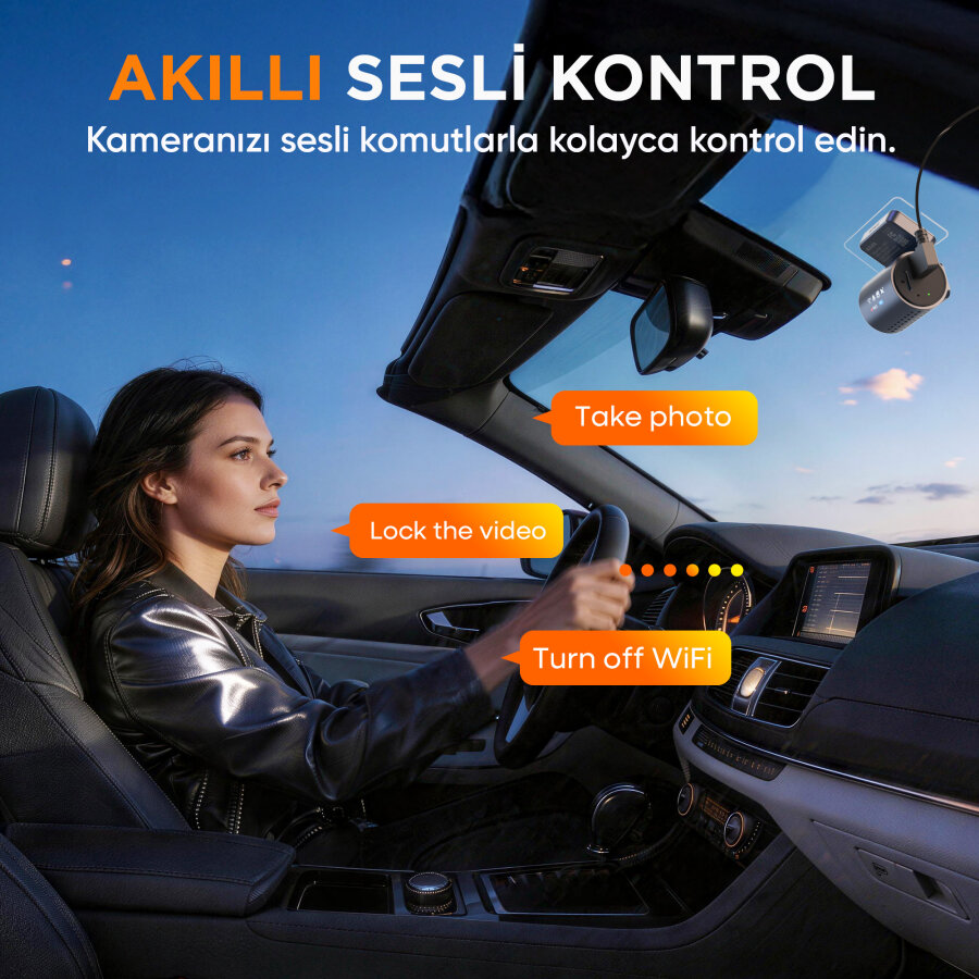 Kawa D9 2 Kameralı 4K Ön+1080P Arka HDR NightEagle Gece Görüşlü WiFi 6 GPS G-Sensör Araç Kamerası 64GB Kart Hediyeli - 5
