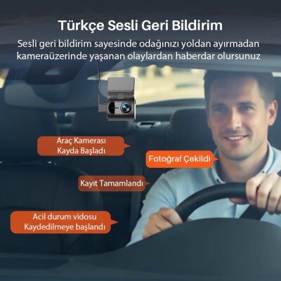 Kawa Mini 3 Gen2 2K 1296P WiFi 145° Geniş Açı Gece Görüşlü 32GB Hafıza Kartlı Akıllı Araç Kamerası - 4