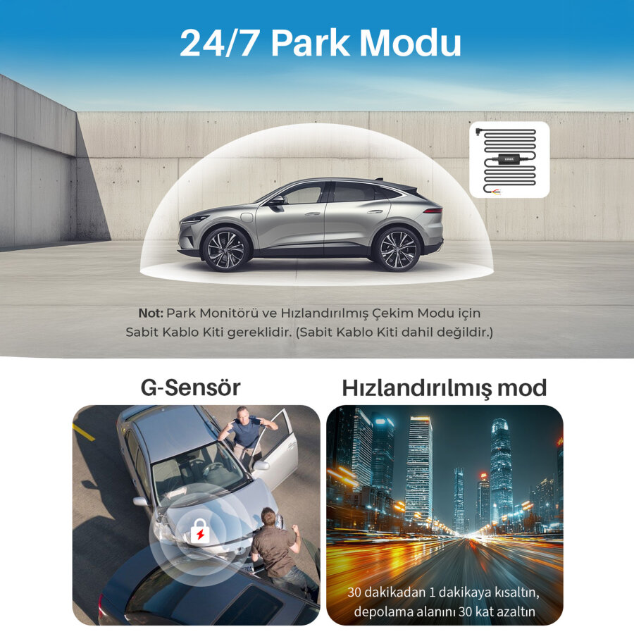 Kawa Mini 3 Pro Gen2 2K 1296P WDR 145° Geniş Açı Lens WiFi Araç Kamerası + 32GB Hafıza Kartı - 10
