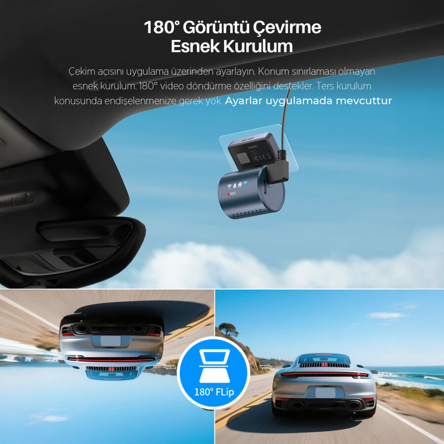 Kawa Mini 3 Pro Gen2 2K 1296P WDR 145° Geniş Açı Lens WiFi Araç Kamerası + 32GB Hafıza Kartı - 6