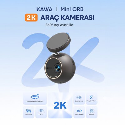 Kawa Mini ORB 2K QHD 360° Döndürülebilir Wi-Fi Gece Görüşlü Araç Kamerası - 2