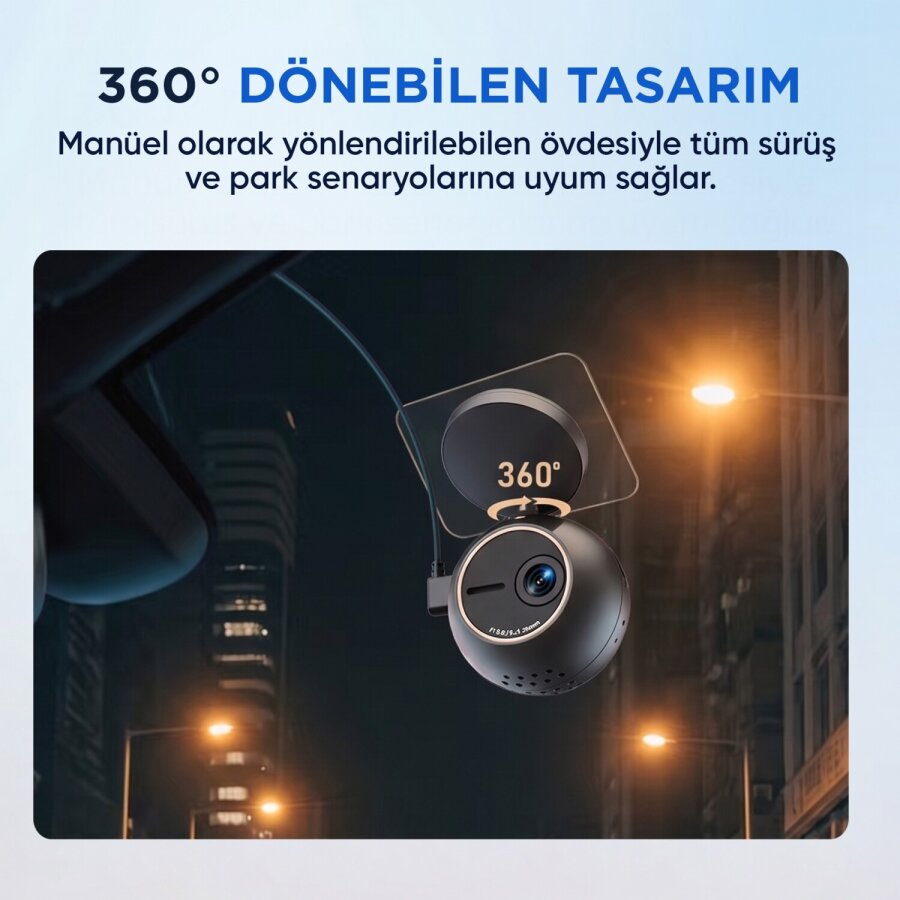 Kawa Mini ORB 2K QHD 360° Döndürülebilir Wi-Fi Gece Görüşlü Araç Kamerası - 5
