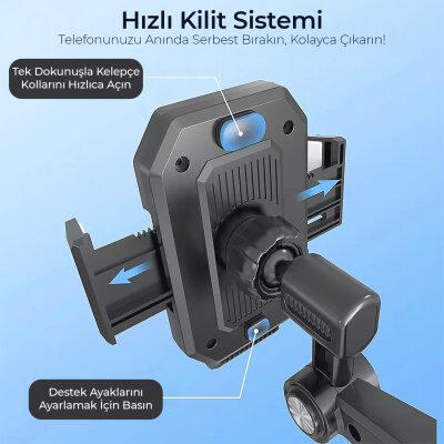 KingMa 360° Dönebilen Vakumlu Torpido ve Cam için Araç Içi Telefon Tutucu - 8