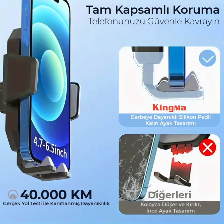 KingMa 360° Dönebilen Vakumlu Torpido ve Cam için Araç Içi Telefon Tutucu - 6