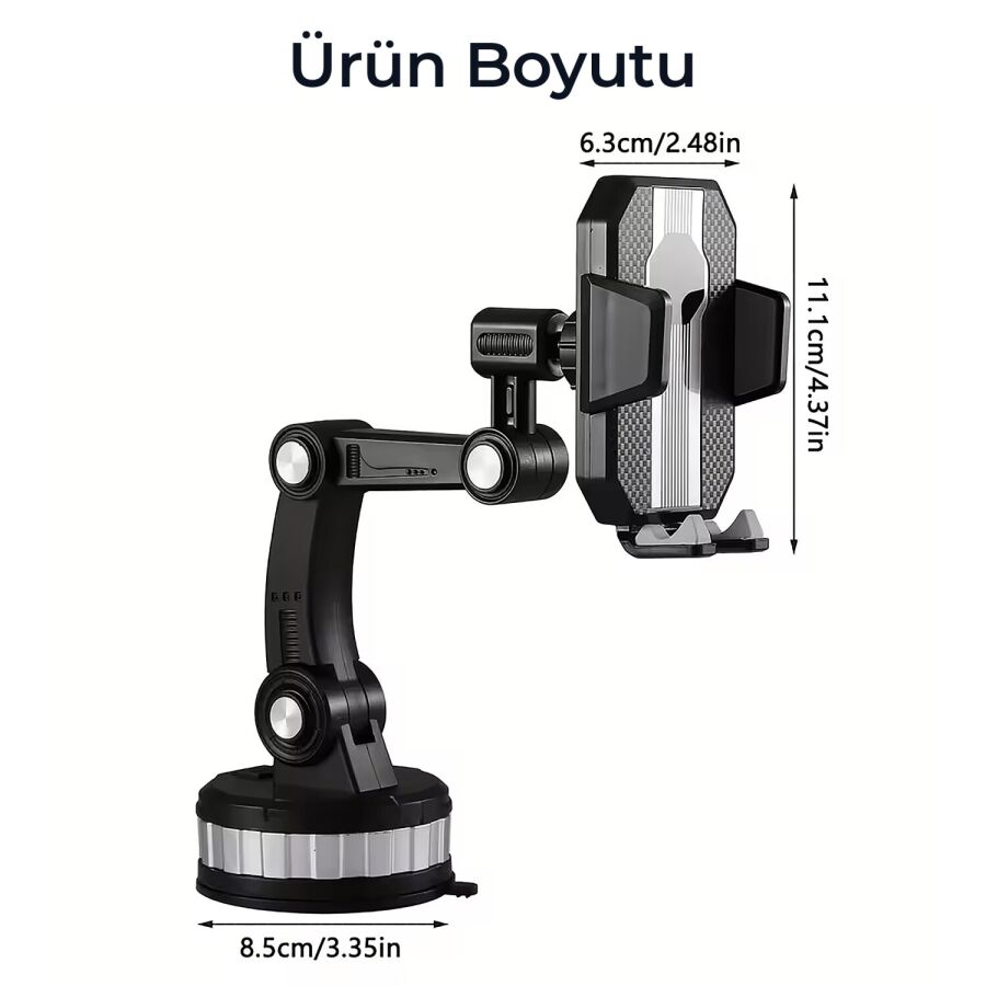 KingMa 360° Dönebilen Vakumlu Torpido ve Cam için Araç Içi Telefon Tutucu - 9