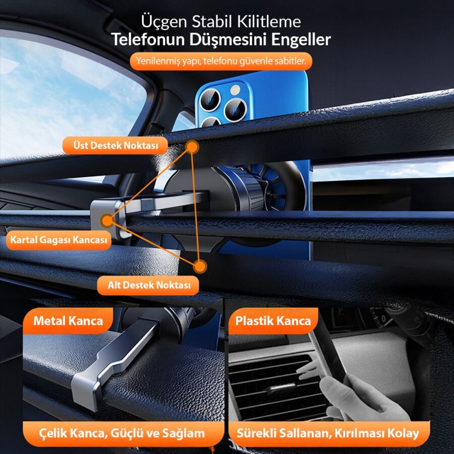 KingMa MagSafe Uyumlu Manyetik Araç içi Telefon Tutucu - 7