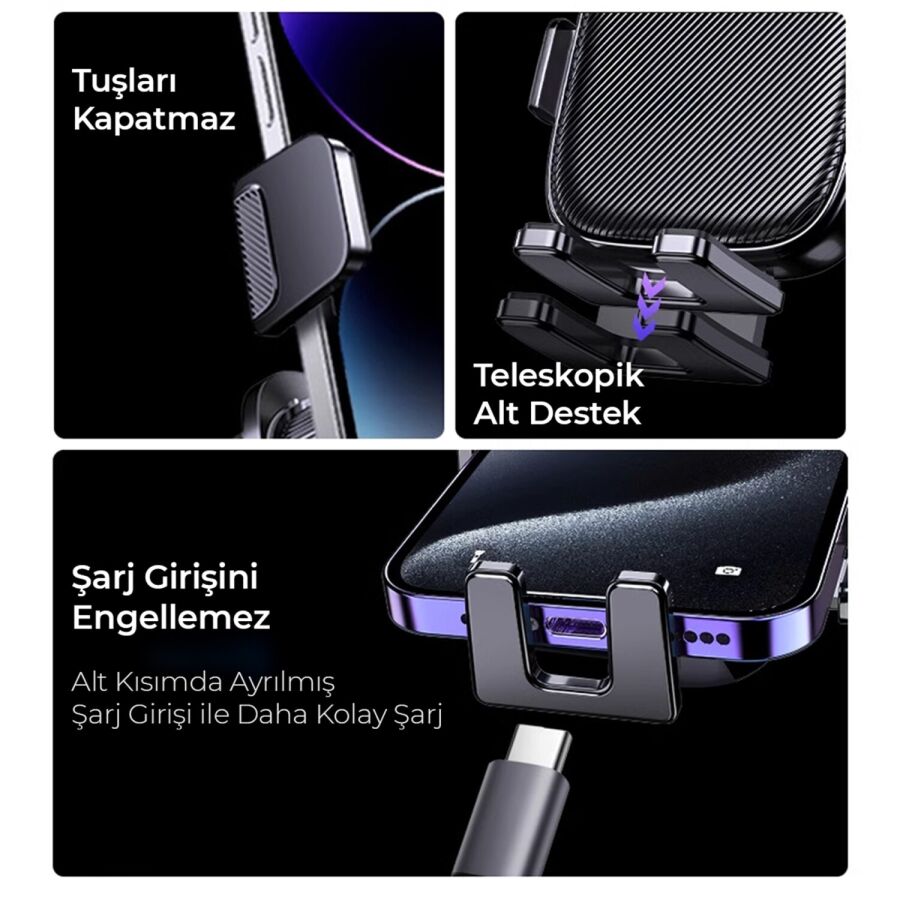 KingMa Metal Kancalı Havalandırma Destekli Araç içi Telefon Tutucu - 4