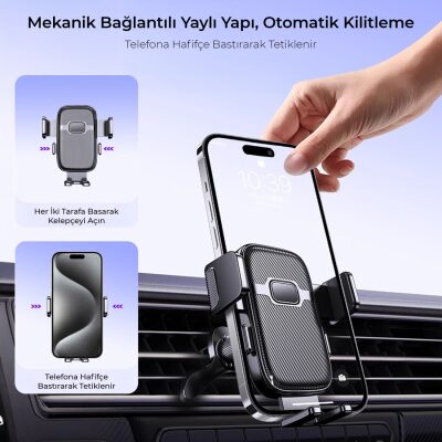 KingMa Metal Kancalı Havalandırma Destekli Araç içi Telefon Tutucu - 6