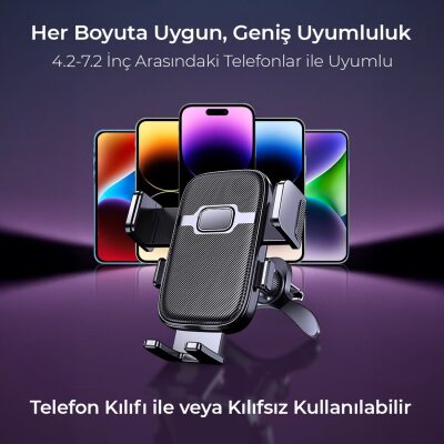 KingMa Metal Kancalı Havalandırma Destekli Araç içi Telefon Tutucu - 8
