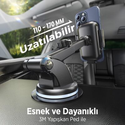 KingMa Vantuzlu Uzayan Ayarlanabilir Cam ve Torpido İçin Araç İçi Telefon Tutucu - 3