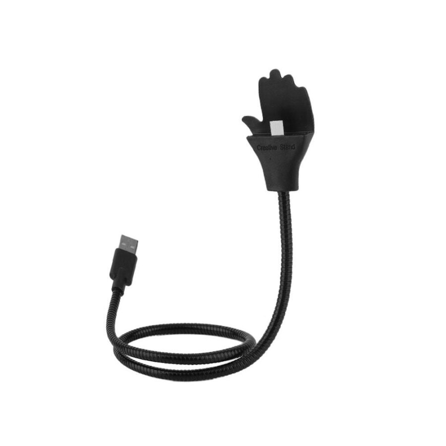 Lazy Bracket Metal Telefon Tutucu Micro USB Kablo Siyah - 1
