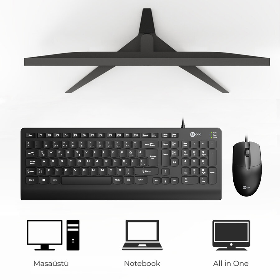 Lecoo CM103 Kablolu Klavye ve Mouse Set - 8