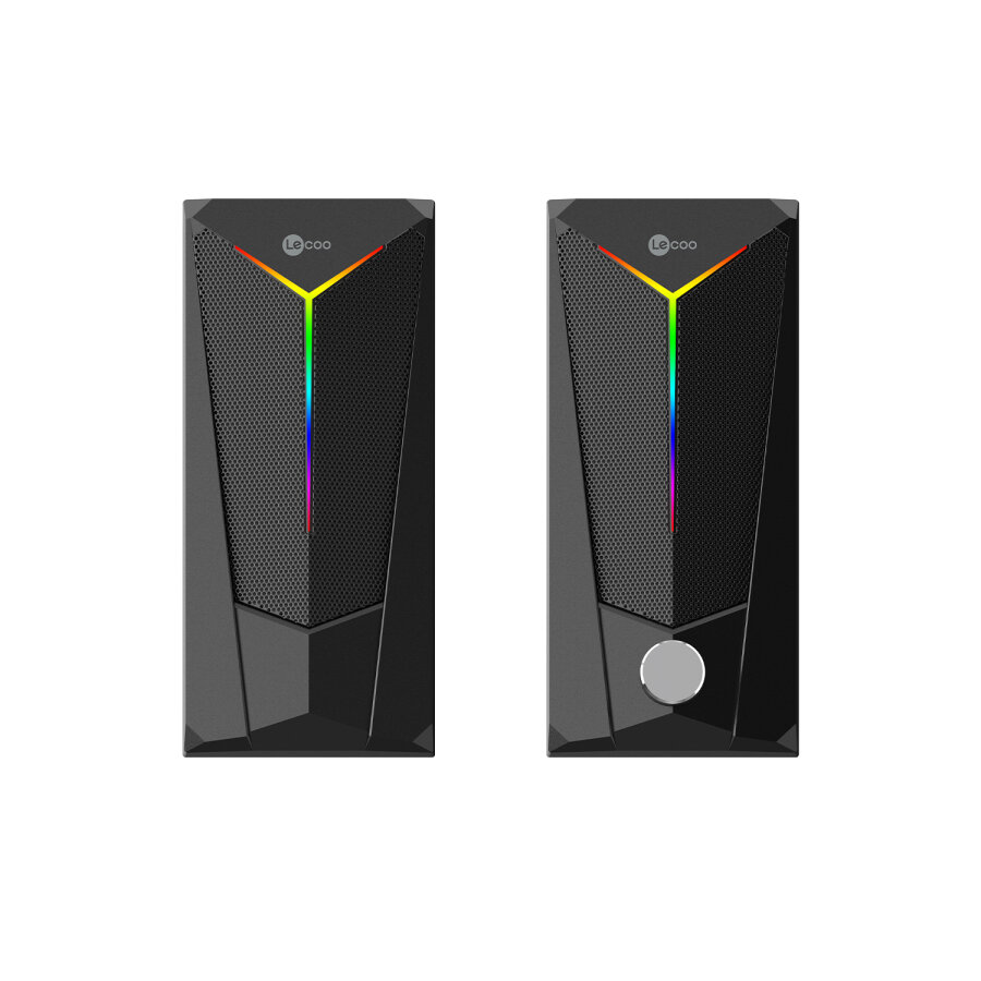 Lecoo DS104 Kablolu USB + 3.5mm Jack RGB Aydınlatmalı 6W Masaüstü Hoparlör Siyah - 1