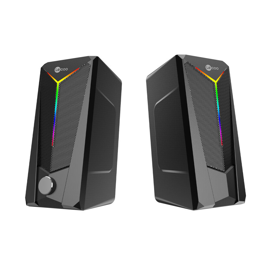 Lecoo DS104 Kablolu USB + 3.5mm Jack RGB Aydınlatmalı 6W Masaüstü Hoparlör Siyah - 5