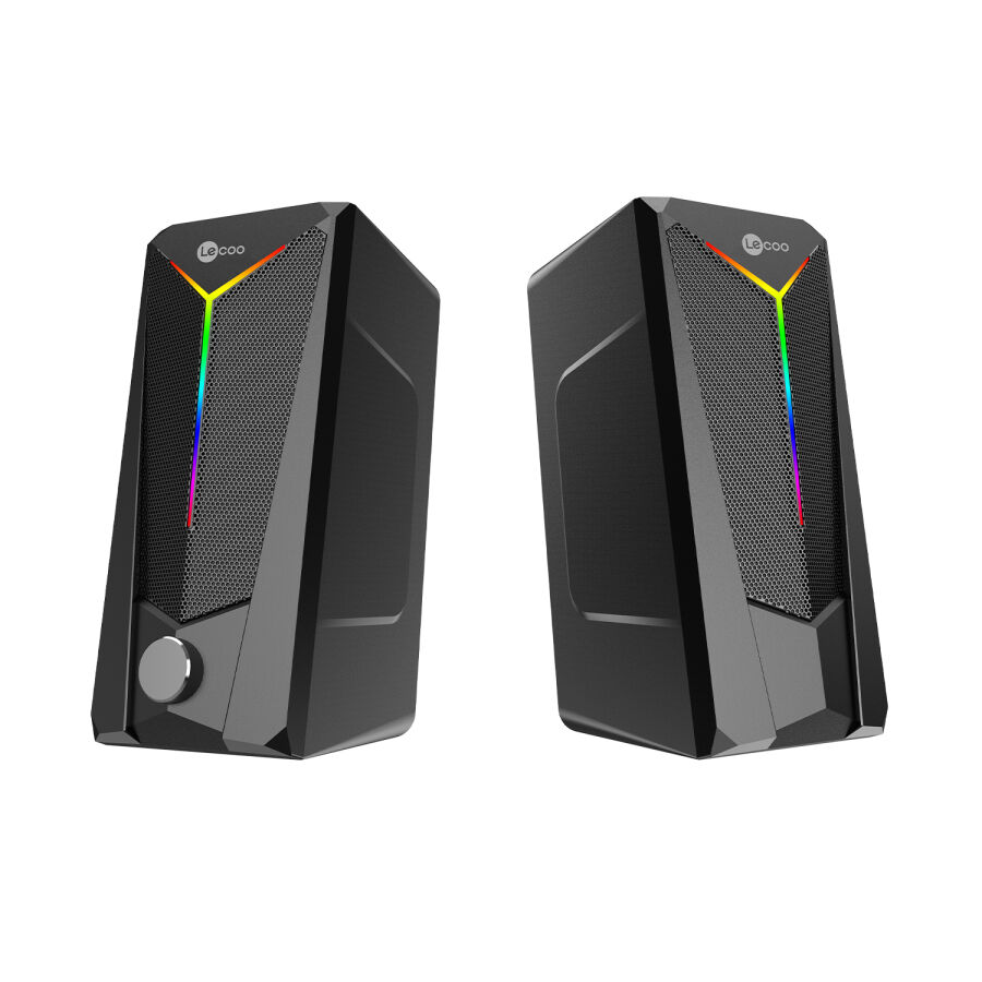 Lecoo DS104 Kablolu USB + 3.5mm Jack RGB Aydınlatmalı 6W Masaüstü Hoparlör Siyah - 5