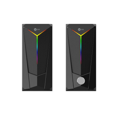 Lecoo DS104 Kablolu USB + 3.5mm Jack RGB Aydınlatmalı 6W Masaüstü Hoparlör Siyah - 1