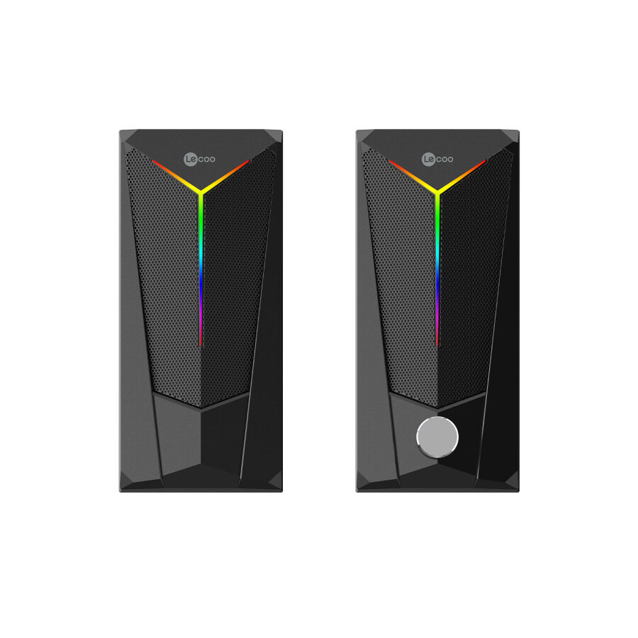 Lecoo DS104 Kablolu USB + 3.5mm Jack RGB Aydınlatmalı 6W Masaüstü Hoparlör Siyah - 1