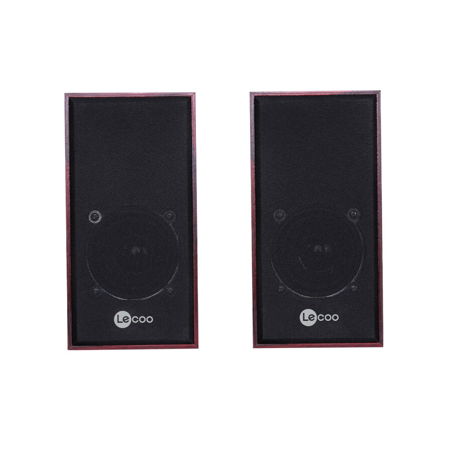 Lecoo DS105 USB + 3.5mm Jack Kablolu 6W Stereo Masaüstü Bilgisayar Hoparlörü Ahşap - 4