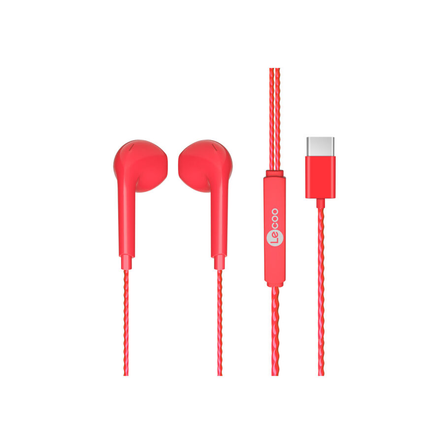 Lecoo EH104 Kablolu Type-C Kulak İçi Kulaklık Kırmızı - 3