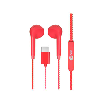 Lecoo EH104 Kablolu Type-C Kulak İçi Kulaklık Kırmızı