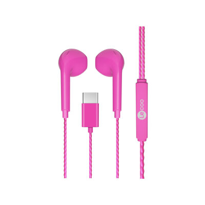 Lecoo EH104 Kablolu Type-C Kulak İçi Kulaklık Pembe