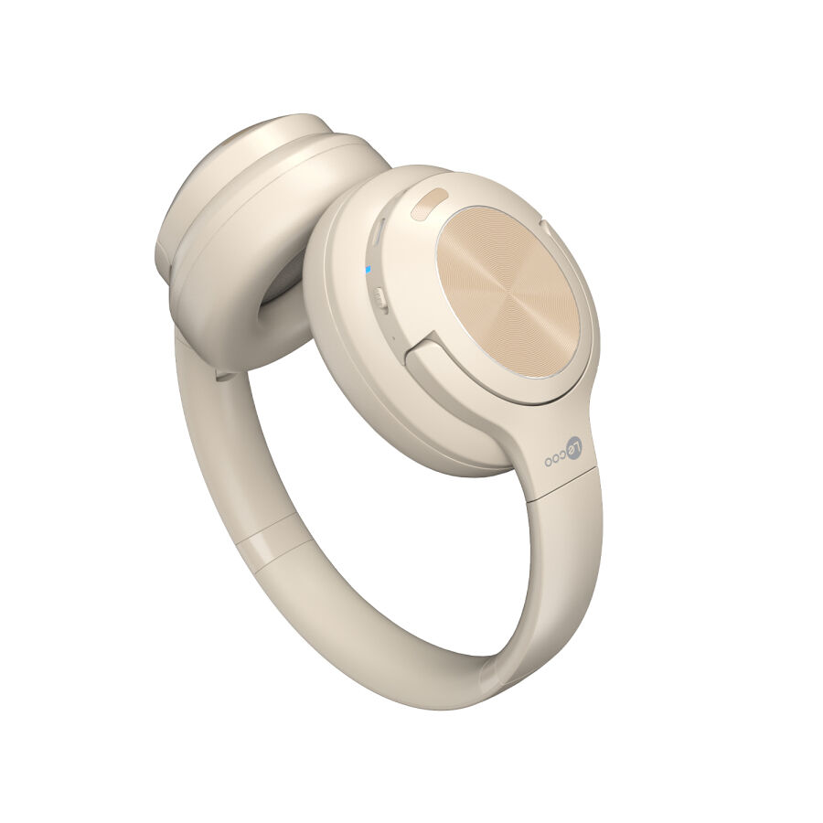 Lecoo ES208 Bluetooth 5.3 Kablosuz Mikrofonlu Kulak Üstü Kulaklık Katlanabilir Hafif Krem - 4