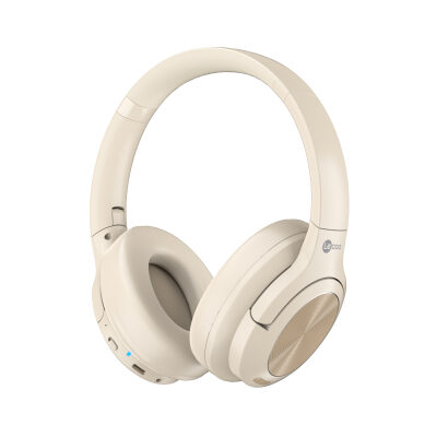 Lecoo ES208 Bluetooth 5.3 Kablosuz Mikrofonlu Kulak Üstü Kulaklık Katlanabilir Hafif Krem
