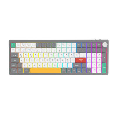 Lecoo GK100 3 Modlu Kablosuz Gaming Oyuncu ve Ofis Klavyesi %90 Gasket Membran RGB Ses Düğmeli Türkçe Q Beyaz Gri