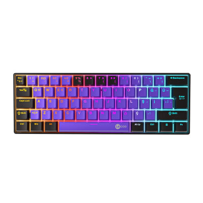 Lecoo GK601 Pro Red Switch RGB 3 Modlu Hot Swap Kablosuz Mekanik Gaming Oyuncu Klavyesi 1000Hz Türkçe Q Mor
