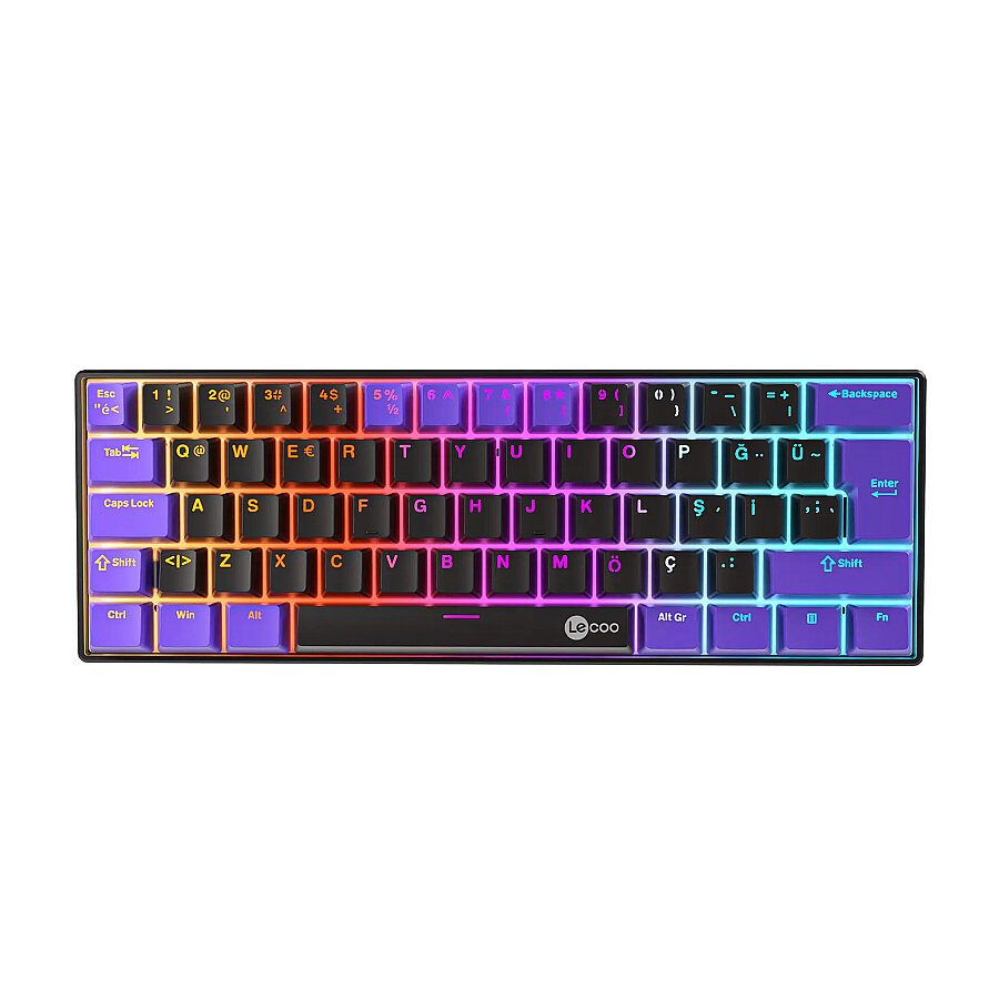 Lecoo GK601 Pro Red Switch RGB 3 Modlu Hot Swap Kablosuz Mekanik Gaming Oyuncu Klavyesi 1000Hz Türkçe Q Siyah - 4