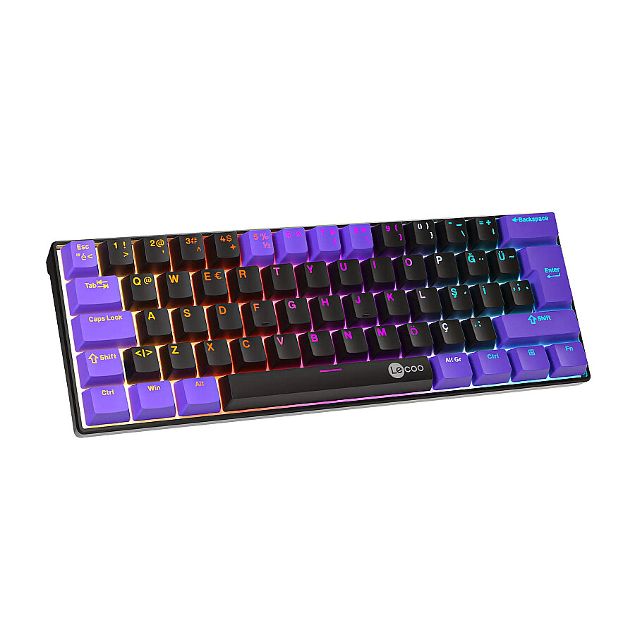 Lecoo GK601 Pro Red Switch RGB 3 Modlu Hot Swap Kablosuz Mekanik Gaming Oyuncu Klavyesi 1000Hz Türkçe Q Siyah - 5